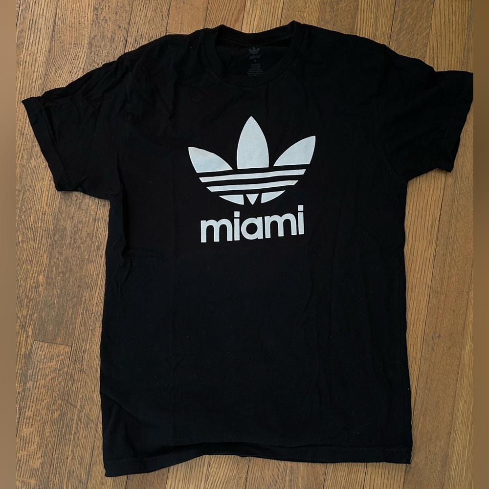Adidas Miami t-shirt. Size small in black. Great condition